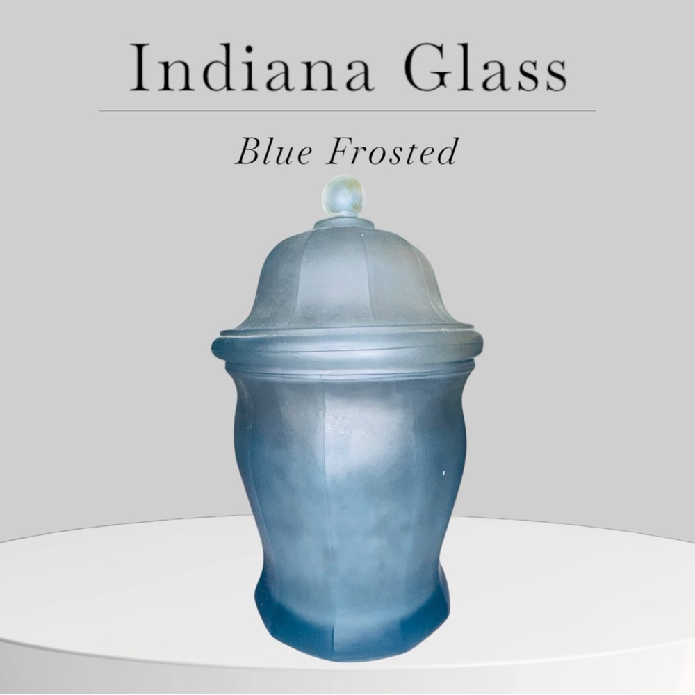 Frosted Blue Depression Indiana Glass Apothecary Perfect About 10.5” EUC